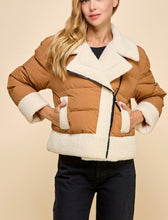 Load image into Gallery viewer, Sherpa Trim Padded Puffer Jacket
