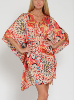 KIMONO TIE BACK WAISTED MINI DRESS