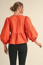 Load image into Gallery viewer, Bow ties peplum top with U-neck RED
