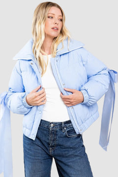 Puffer Jacket With Bow Knot Elbow String