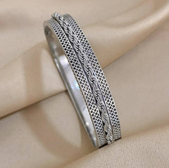 Twisted Wide Stainless Steel Bangle Bracelet