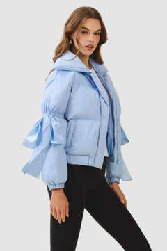 Puffer Jacket With Bow Knot Elbow String