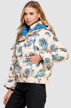 Load image into Gallery viewer, Floral Print Puffer Hooded Jacket
