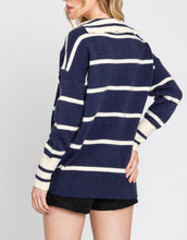 Load image into Gallery viewer, STRIPED COLLARED PULL OVER SWEATER
