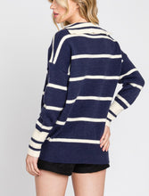 Load image into Gallery viewer, STRIPED COLLARED PULL OVER SWEATER
