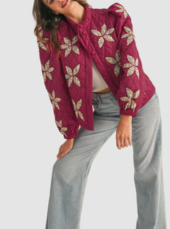 QUILTED JACKET WITH FLORAL PATCHWORK