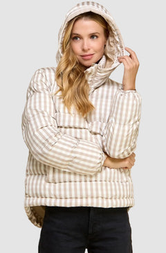 Gingham Pull Over Puffer Jacket
