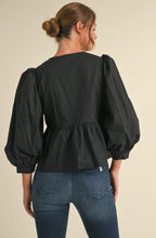 Load image into Gallery viewer, Bow ties peplum top with U-neck RED
