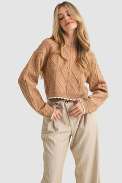 CABLE KNIT CROPPED SWEATER