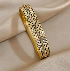 Twisted Wide Stainless Steel Bangle Bracelet