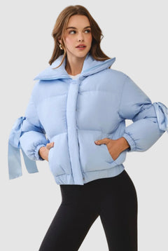 Puffer Jacket With Bow Knot Elbow String