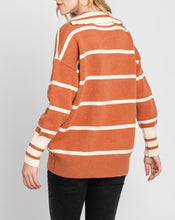 Load image into Gallery viewer, STRIPED COLLARED PULL OVER SWEATER
