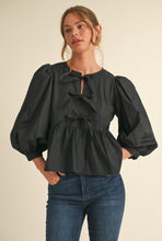 Load image into Gallery viewer, Bow ties peplum top with U-neck RED
