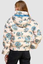 Load image into Gallery viewer, Floral Print Puffer Hooded Jacket
