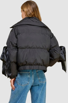 Puffer Jacket With Bow Knot Elbow String