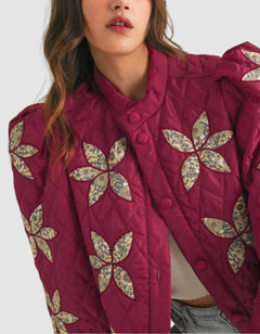 QUILTED JACKET WITH FLORAL PATCHWORK