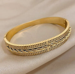 Twisted Wide Stainless Steel Bangle Bracelet