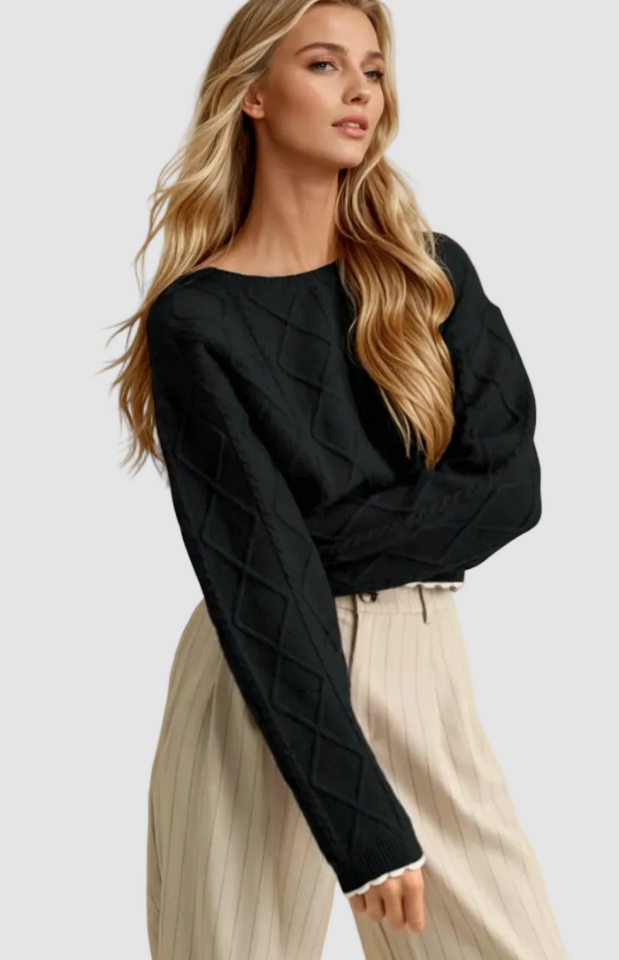 CABLE KNIT CROPPED SWEATER