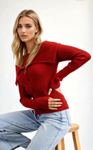 Load image into Gallery viewer, ZIP UP FRONT KNIT SWEATER TOP
