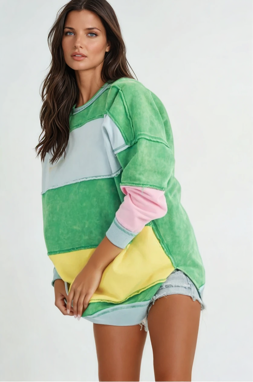 Rugby Color Block Stripe Sweatershirt
