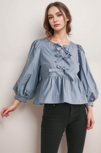 Load image into Gallery viewer, Bow ties peplum top with U-neck RED
