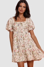 Load image into Gallery viewer, Textured Floral Bubble Sleeves Lined Mini Dress
