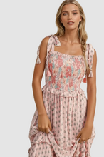 Load image into Gallery viewer, Exclusive Floral Print Smocked Midi Dress
