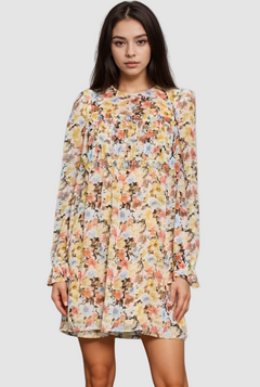 LONG SLEEVE TIERED MINI DRESS