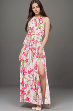 Load image into Gallery viewer, HALTER BACK CROSS STRAP TIERED MAXI DRESS
