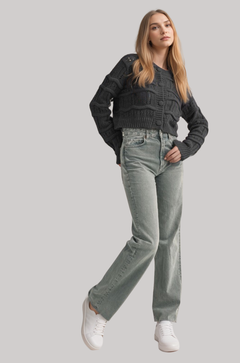CROPPED POINTELLE SWEATER CARDIGAN