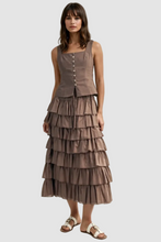 Load image into Gallery viewer, TIERED RUFFLE DRAWSTRING WAIST SKIRT
