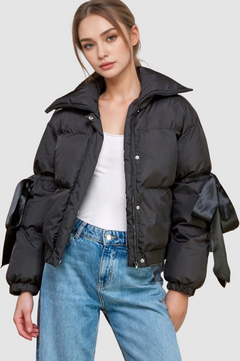 Puffer Jacket With Bow Knot Elbow String