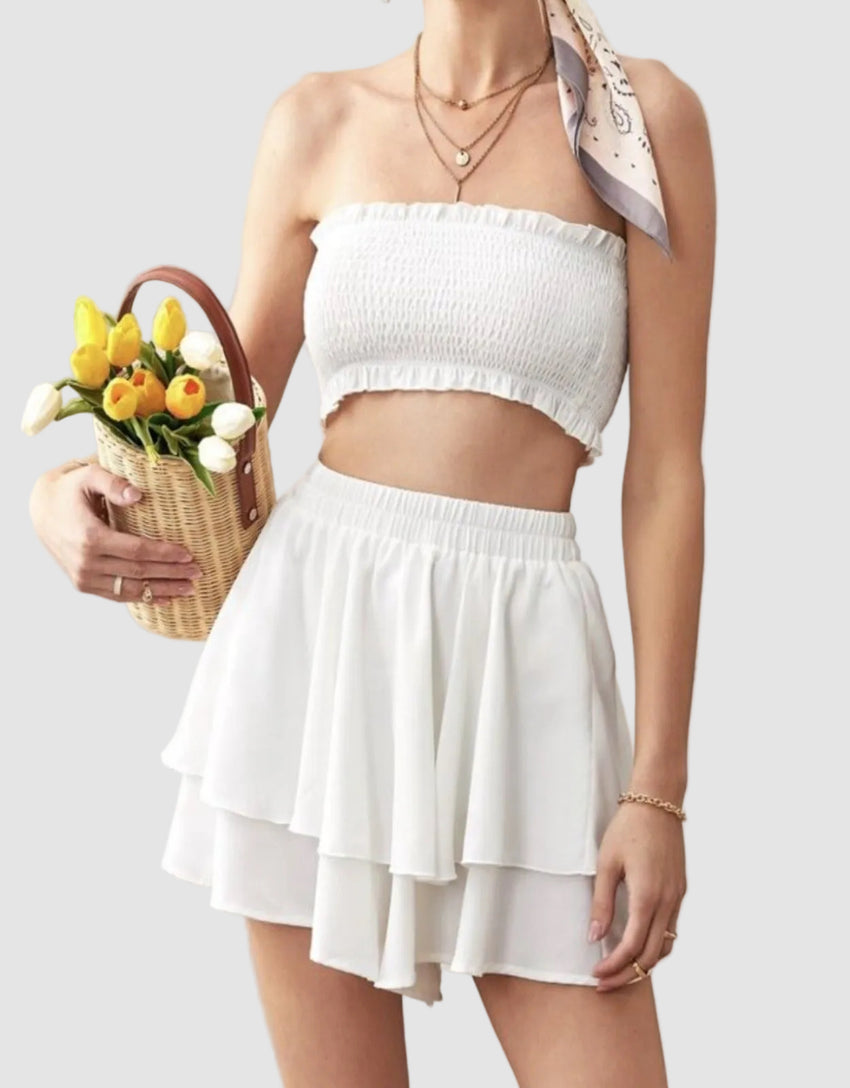 Tube Top & Layered Shorts Set