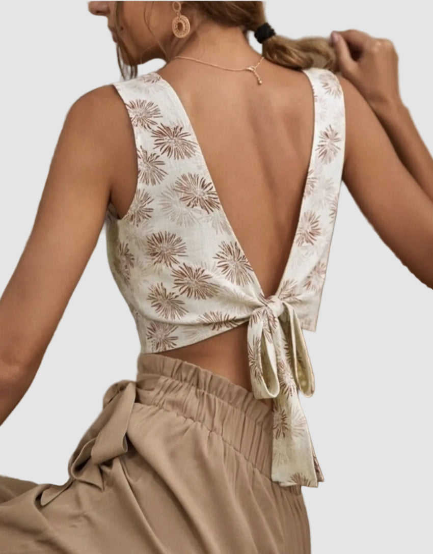 Allover Print Tie Back Tank Top