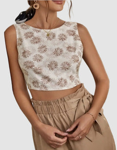 Allover Print Tie Back Tank Top