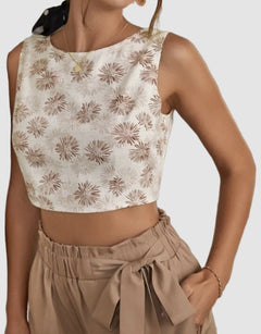 Allover Print Tie Back Tank Top